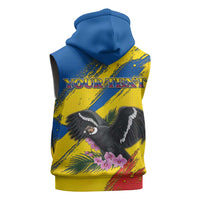 Personalized Ecuador Sleeveless Zip Hoodie Andean Condor With Phalaenopsis Orchid - Wonder Print Shop