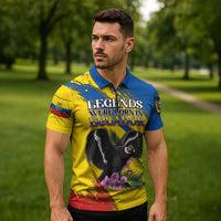 Personalized Ecuador Zipper Polo Shirt Andean Condor With Phalaenopsis Orchid - Wonder Print Shop