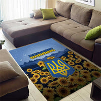 Ukraine Area Rug Coat Of Arms On Sunflower Field - Wonder Print Shop
