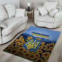 Ukraine Area Rug Coat Of Arms On Sunflower Field - Wonder Print Shop
