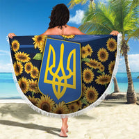 Ukraine Beach Blanket Coat Of Arms On Sunflower Field - Wonder Print Shop