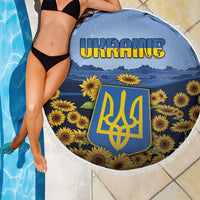 Ukraine Beach Blanket Coat Of Arms On Sunflower Field - Wonder Print Shop