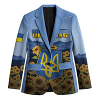 Personalized Ukraine Blazer Coat Of Arms On Sunflower Field - Wonder Print Shop