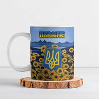 Personalized Ukraine Ceramic Mug Coat Of Arms On Sunflower Field - Wonder Print Shop