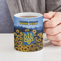Personalized Ukraine Ceramic Mug Coat Of Arms On Sunflower Field - Wonder Print Shop