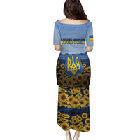 Personalized Ukraine Family Matching Puletasi and Hawaiian Shirt Coat Of Arms On Sunflower Field - Wonder Print Shop