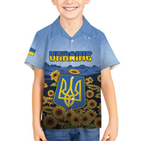 Personalized Ukraine Hawaiian Shirt Coat Of Arms On Sunflower Field - Wonder Print Shop