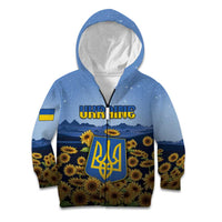 Personalized Ukraine Kid Hoodie Coat Of Arms On Sunflower Field - Wonder Print Shop