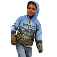 Personalized Ukraine Kid Hoodie Coat Of Arms On Sunflower Field - Wonder Print Shop