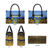 Ukraine Leather Bag Coat Of Arms On Sunflower Field - Wonder Print Shop