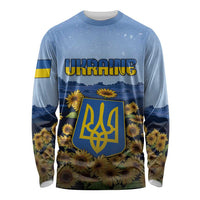 Personalized Ukraine Long Sleeve Shirt Coat Of Arms On Sunflower Field - Wonder Print Shop