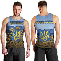 Personalized Ukraine Men Tank Top Coat Of Arms On Sunflower Field - Wonder Print Shop