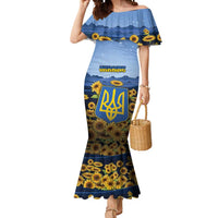Personalized Ukraine Mermaid Dress Coat Of Arms On Sunflower Field - Wonder Print Shop
