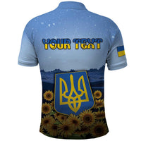 Personalized Ukraine Polo Shirt Coat Of Arms On Sunflower Field - Wonder Print Shop