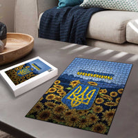 Ukraine Puzzle Coat Of Arms On Sunflower Field - Wonder Print Shop