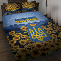 Ukraine Quilt Bed Set Coat Of Arms On Sunflower Field - Wonder Print Shop