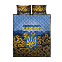 Ukraine Quilt Bed Set Coat Of Arms On Sunflower Field - Wonder Print Shop