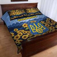 Ukraine Quilt Bed Set Coat Of Arms On Sunflower Field - Wonder Print Shop