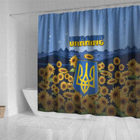 Ukraine Shower Curtain Coat Of Arms On Sunflower Field - Wonder Print Shop