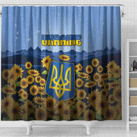 Ukraine Shower Curtain Coat Of Arms On Sunflower Field - Wonder Print Shop