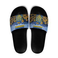 Ukraine Slide Sandals Coat Of Arms On Sunflower Field - Wonder Print Shop