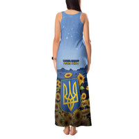 Personalized Ukraine Tank Maxi Dress Coat Of Arms On Sunflower Field - Wonder Print Shop