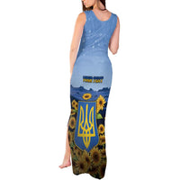 Personalized Ukraine Tank Maxi Dress Coat Of Arms On Sunflower Field - Wonder Print Shop