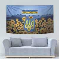 Ukraine Tapestry Coat Of Arms On Sunflower Field - Wonder Print Shop