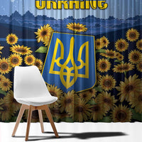 Ukraine Window Curtain Coat Of Arms On Sunflower Field - Wonder Print Shop