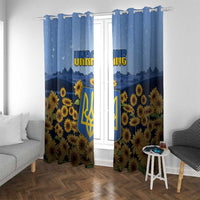 Ukraine Window Curtain Coat Of Arms On Sunflower Field - Wonder Print Shop