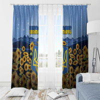 Ukraine Window Curtain Coat Of Arms On Sunflower Field - Wonder Print Shop