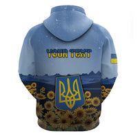 Personalized Ukraine Zip Hoodie Coat Of Arms On Sunflower Field - Wonder Print Shop