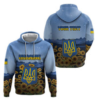 Personalized Ukraine Zip Hoodie Coat Of Arms On Sunflower Field - Wonder Print Shop