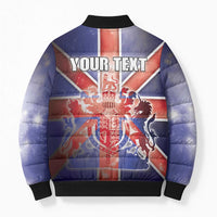 Personalized United Kingdom Bomber Puffer Jacket British Lion Flag Style - Wonder Print Shop