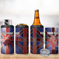 Personalized United Kingdom 4 in 1 Can Cooler Tumbler British Lion Flag Style - Wonder Print Shop