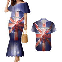 Personalized United Kingdom Couples Matching Mermaid Dress and Hawaiian Shirt British Lion Flag Style - Wonder Print Shop