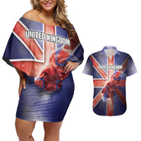 Personalized United Kingdom Couples Matching Off Shoulder Short Dress and Hawaiian Shirt British Lion Flag Style - Wonder Print Shop