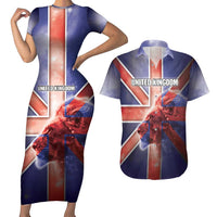 Personalized United Kingdom Couples Matching Short Sleeve Bodycon Dress and Hawaiian Shirt British Lion Flag Style - Wonder Print Shop