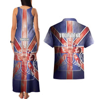 Personalized United Kingdom Couples Matching Tank Maxi Dress and Hawaiian Shirt British Lion Flag Style - Wonder Print Shop
