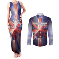 Personalized United Kingdom Couples Matching Tank Maxi Dress and Long Sleeve Button Shirt British Lion Flag Style - Wonder Print Shop