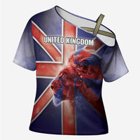 Personalized United Kingdom Cross Shoulder Shirt British Lion Flag Style - Wonder Print Shop