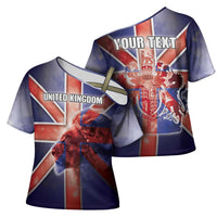 Personalized United Kingdom Cross Shoulder Shirt British Lion Flag Style - Wonder Print Shop