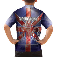 Personalized United Kingdom Family Matching Off The Shoulder Long Sleeve Dress and Hawaiian Shirt British Lion Flag Style - Wonder Print Shop