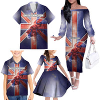 Personalized United Kingdom Family Matching Off The Shoulder Long Sleeve Dress and Hawaiian Shirt British Lion Flag Style - Wonder Print Shop