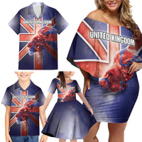 Personalized United Kingdom Family Matching Off Shoulder Short Dress and Hawaiian Shirt British Lion Flag Style - Wonder Print Shop