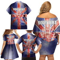 Personalized United Kingdom Family Matching Off Shoulder Short Dress and Hawaiian Shirt British Lion Flag Style - Wonder Print Shop