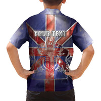 Personalized United Kingdom Family Matching Short Sleeve Bodycon Dress and Hawaiian Shirt British Lion Flag Style - Wonder Print Shop