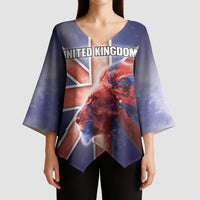 Personalized United Kingdom Kimono Sleeve Blouse British Lion Flag Style - Wonder Print Shop