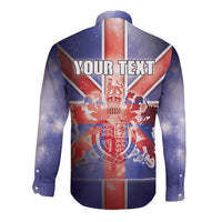 Personalized United Kingdom Long Sleeve Button Shirt British Lion Flag Style - Wonder Print Shop