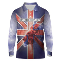 Personalized United Kingdom Long Sleeve Polo Shirt British Lion Flag Style - Wonder Print Shop